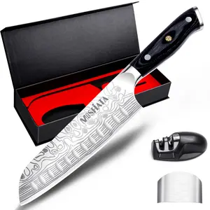 MOSFiATA 7″ High-Carbon German Steel Santoku Knife – Ultra Sharp, Micarta Handle & Gift-Ready Kitchen Set Blade