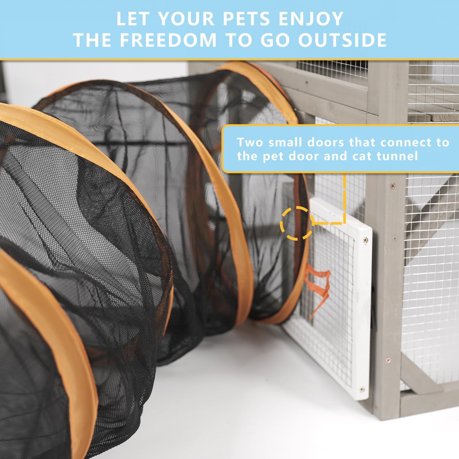 Cat Enclosure Large Window Cat House Walk in Kitty Cage with Multi-Level Platforms, Waterproof Roof for Mulitiple