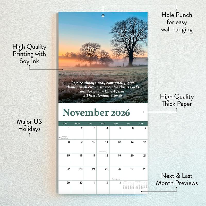 2026 Bible Verse Wall Calendar - 12 Month Inspirational Quotes & Stunning Landscape Photos - Perfect for Faith-Based Gifts - 12" x 24" Open Size - Premium Quality Paper - Verses to Nourish Your Soul