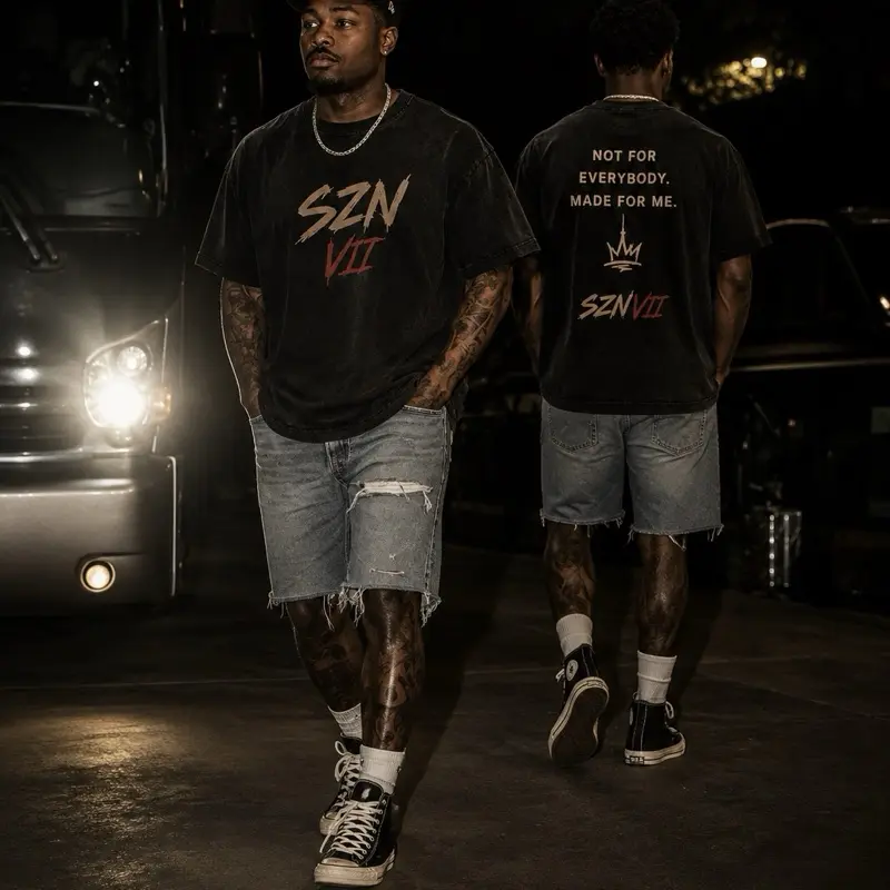 Vintage Washed Oversized Graphic T-Shirt - SZN VII, "Not For Everybody. Made For Me."