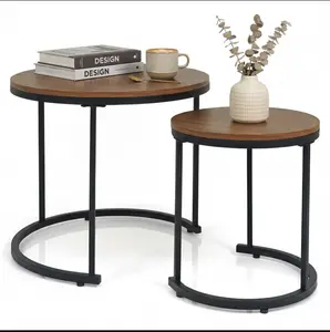 Set of 2 Modern Round Stacking Nesting Coffee Tables