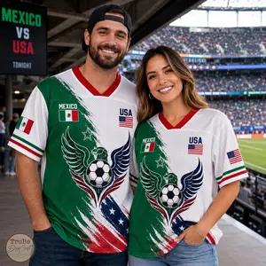Personalized Name Number Half USA Half Mexico Mesh Jersey Men Women Soccer Jersey, 2026 soccer Jersey