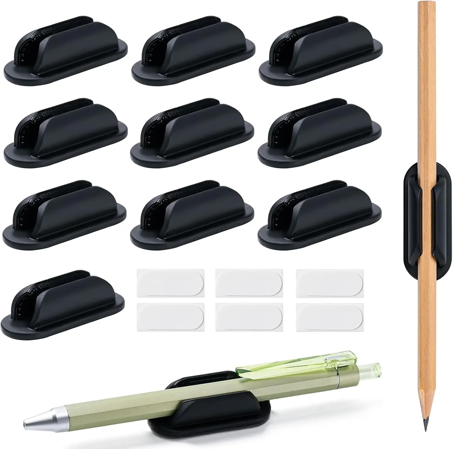 10-Pack Adhesive Silicone Flexible Pencil Holders - Desk Organizer for Office, School, Teacher Supplies, Back to School Small Gift