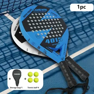 1set, Padel Tennis Racket, Carbon Fiber Tennis Paddle, Paddleball Racquets Set With Portable Bag And 4 Tennis Balls