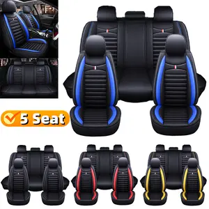 fit most auto Car interior seat covers - full vehicle five-seat high-end PU leather waterproof and wear-resistant fully wrapped seat covers, soft, comfortable, breathable and anti-slip floor mat covers  AI·