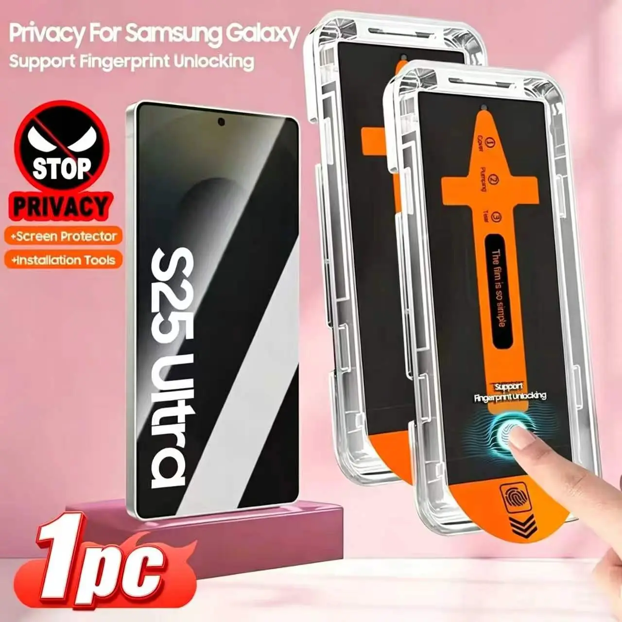 1pc Anti-Dust Privacy Tempered Glass Screen Protector for Samsung Galaxy S24, Ultra HD Mobile Phone Screen Protector Accessory, Accessories Protective Screen Protector Tempered Screen Film