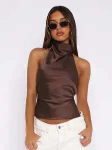 Women's Summer Mini Dress, Elegant Plain Backless Design, Slim-Fit Sleeveless A-Line Ruffled Hem, Perfect for Casual & Party Wear, Womenswear