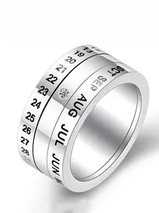 Men's Stress Relief Rotating Ring - Matches Simple Wedding Ring - Month Letters Can Rotate on Men's Ring - High-Quality Stainless Steel Material - Casual Sports Style Jewelry - Men's Ring - Stainless Steel Punk Party Ring - Jewelry