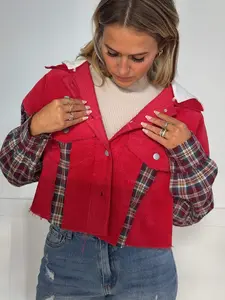 Fall Leaves Plaid Cropped Shacket Fall Leaves Plaid Cropped Shacket