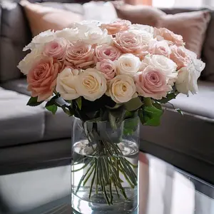 "Serenity in Bloom" White and Quicksand Roses