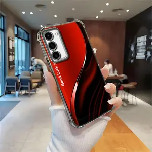 Suitable for [Galaxy S23+] Simple silk gradient transparent protective four-corner air cushion anti-fall mobile phone case transparent mobile phone case four-corner protective case-888