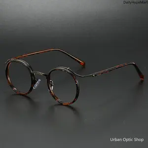 Unisex Retro Round Full-Rim Anti-Blue Light Glasses - Ultralight Stainless Steel Eyeglasses for Office Use