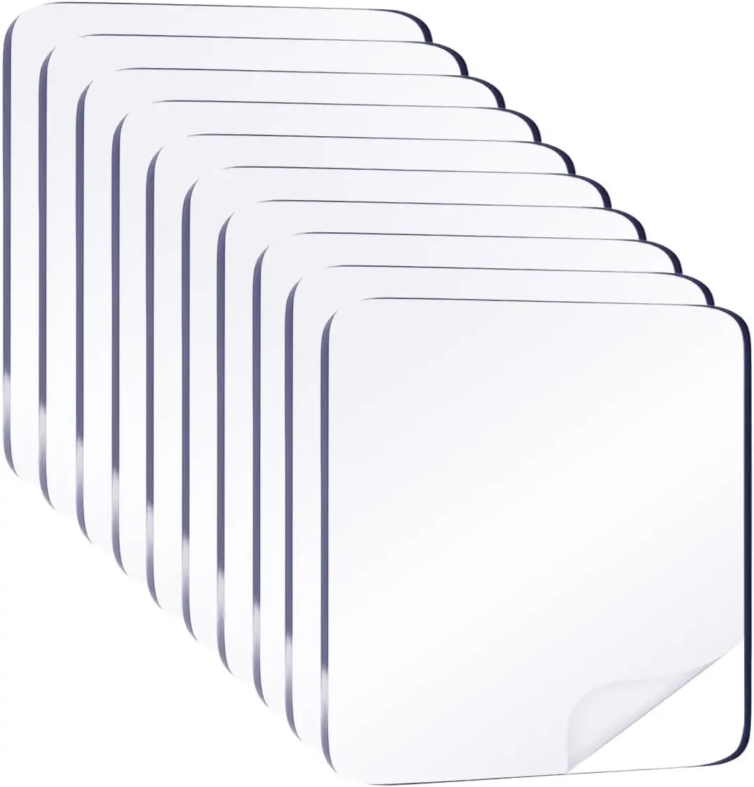 10pcs 2.4" Clear Double Sided Adhesive Pads for Mounting Waterproof Double Sided Sticker Super Strong Heavy Duty Washable Sticky Patch Walls Hanging Nano Gel for DIY Craft Home Office