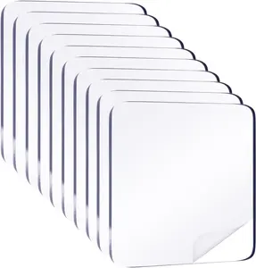 10pcs 2.4" Clear Double Sided Adhesive Pads for Mounting Waterproof Double Sided Sticker Super Strong Heavy Duty Washable Sticky Patch Walls Hanging Nano Gel for DIY Craft Home Office