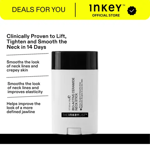 [The INKEY List] NEW Bio-Active Neck Lift Stick - Visibly Smooths Neck & Chest - Define & Sculpt Jawline - 0.2% Ceramide NP & 1%