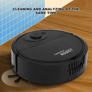 Robot Vacuum Cleaner Balck Smart Sweeping Robot 3 in 1 Strong Suction Swivel Wheel Mini Mopping Vacuum for Hard Floor