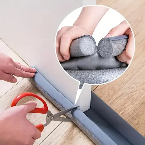 Adjustable Cuttofit Foam Door Draft Deflector - 30-36" Max. Door Insulation Seal, Windproof, Sound Proofing, Insect-Blocking, Easy-to-Install, Heat Loss Reduction, All Floors, Indoor/Outdoor Hardware Use
