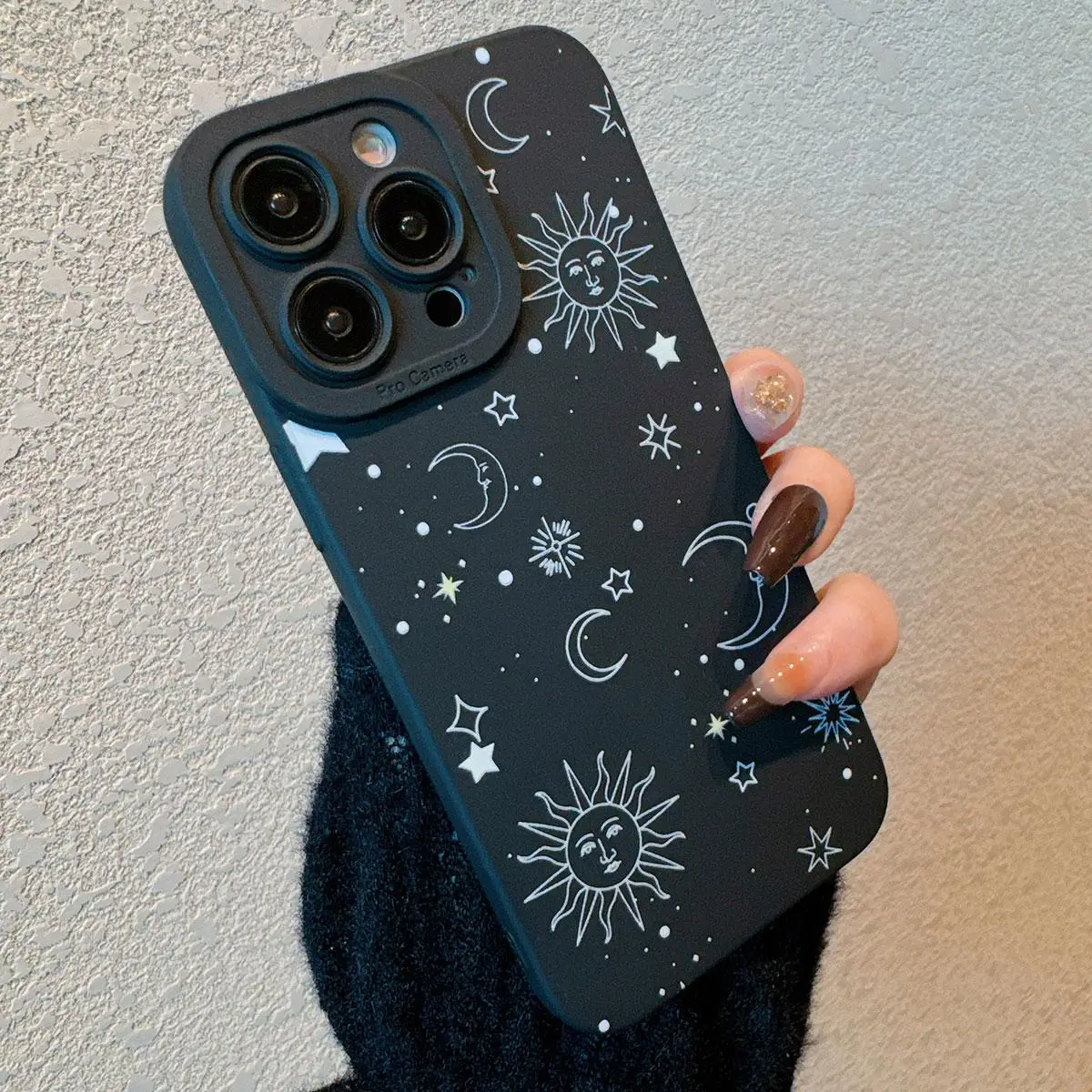 Moon & Sun Pattern Phone Case, Full Body Shockproof Phone Protective Cover, Fashion Phone Accessories Compatible with iPhone 11 12 13 14 15 Pro Max Se