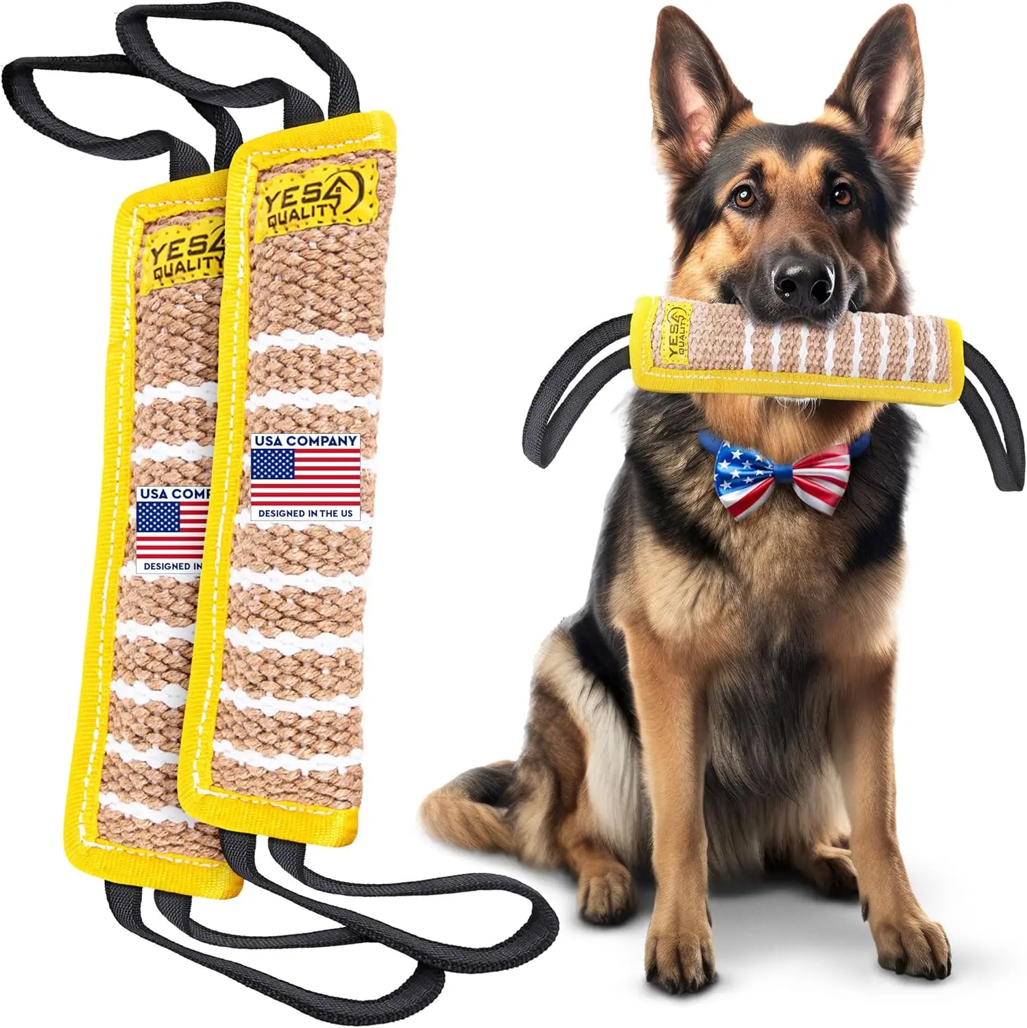 YES4QUALITY Dog Bite Tug Toy Heavy Duty French Linen, Interactive Dog Tug Toy with Handles for Bite Training Obedience and Play, Durable Dog Tug for Medium and Large Dogs