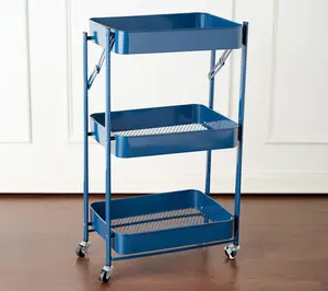 P.S. Home 3 Tier Collapsible Metal Cart with Wheels