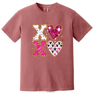 Sparkling XOXO Valentines Day Themed DTF Printed T-Shirt