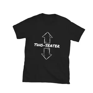Funny - Two Seater - Quote T-Shirt, Black, Crew Neck Menswear Top Underwear Streetwear Tshirt Tropical Crewneck Round Neck