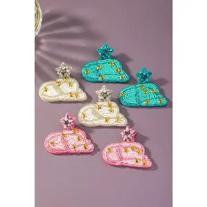 LA3accessories Hand sewn seed bead cowboy hat earrings
