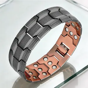 Copper Bracelet for Men 3X Strength,Magnetic Therapy Bracelet Copper Jewelry with Powerful 3800 Gauss Magnets,Premium Fold-Over Clasp