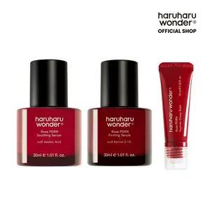 [HARUHARU WONDER Official Shop] - Rose PDRN Glass Skin 3-Step Routine Set | Azelaic Acid Soothing Serum, Retinal 0.1% Firming Serum & Peptide Glowy Balm – Korean Skincare for Sensitive & Aging Skin, Firm & Glow | All in One Routine Retinal + Azelaic Acid