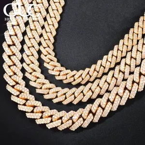 8mm 10mm 12mm Miami Cuban Chain Necklace For Men Women Iced Out Zircon Hip Hop Link Gold Silver Color Fashion Rock Jewelry
