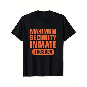 Prisoner Shirt, Inmate T-Shirt & Prison Uniform Distressed Men's casual T-shirt  cotton, men's gift, Dad, husband, Grandpa,  black Made in USA ,Crew Necks ,Round Neck