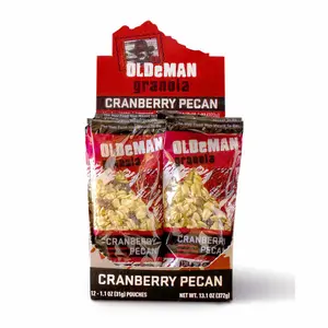 Olde Man Granola Gluten Free Granola - Non-GMO Healthy Granola Cereal - Soft Whole Grain Oats, Butter, Brown Sugar - Handmade in Colorado (Cranberry Pecan, 12 To-Go Pouches)