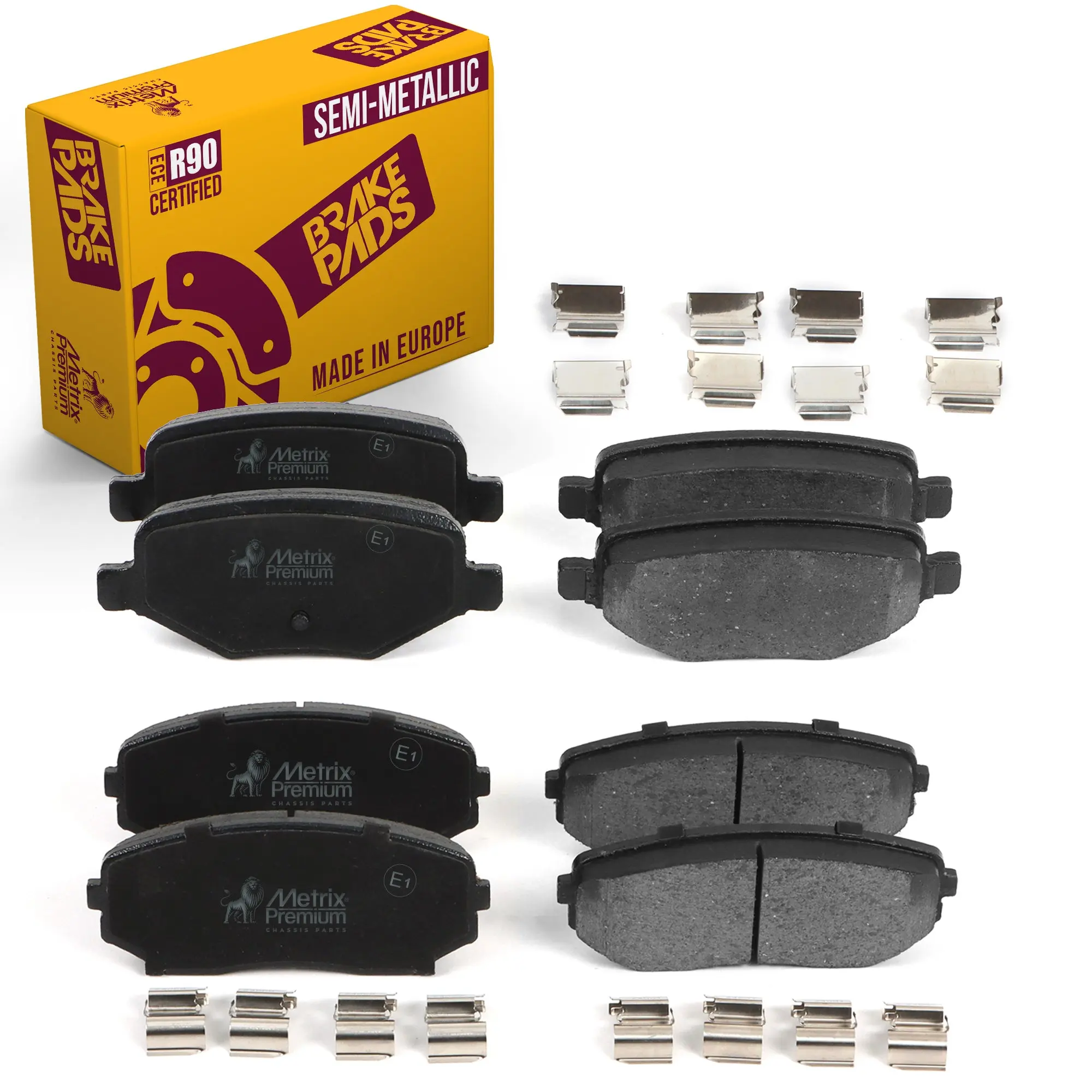 2 PC Front & Rear Semi-Metallic Disc Brake Pad Set 96203MT