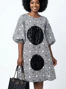 BUNMI Black & White Sequin Accent Maxi Dress