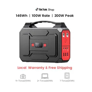 100W 146Wh Powerbank Emergency Supply Backup, Solar Power Bank with AC Outlet 110V for Camping, Solar Charger Power Bank Battery Pack 39600mAh for Home Outdoor