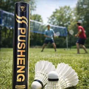 Pusheng Duck Feather Badminton Shuttlecocks Birdies, 12 Pack Speed 77 High Speed Training Badminton Balls, Durable & Stable for Indoor Outdoor Sports