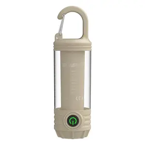 Gift Flamix 2-in-1 LED Camping Lanterns and flashlights for Hurricane, Hiking, Home, Emergency, Rechargeable Camping Lantern with 6 Lighting Modes, IPX4 Waterproof, Compact Design, One-Hand Hold,Beige