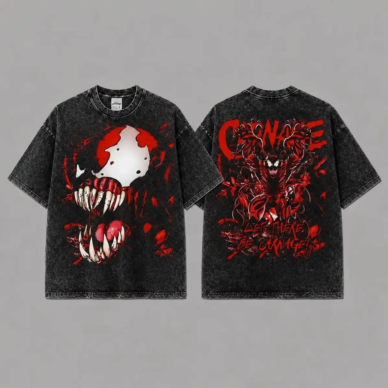 Carnage Inspired Oversized Black Graphic T-Shirt, Vintage Movie Actor Fan Tee, The The Red Slayer Shirt, Y2K Comic Style Streetwear Top, Black Cotton Unisex Tee, Retro Superhero Inspired Shirt, Gift for Movie Fans A5O