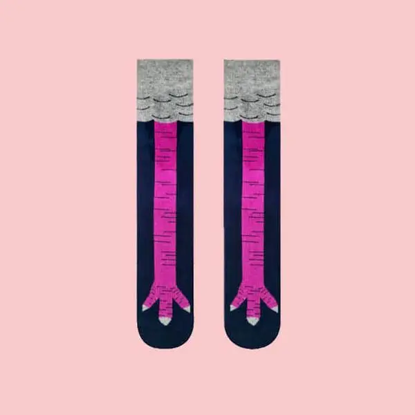 Chicken Leg Pink-Navy Women Socks, Animal Print Novelty Sock, Goofy  Matching Family Stocking
