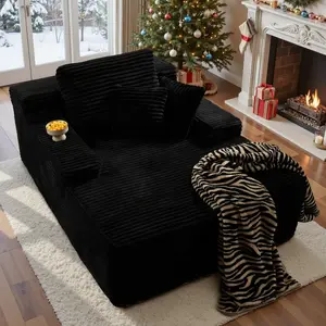 67" Oversized Upholstered Sofa Bed with Cup Holders & Fluffy Plush Faux Fur Cloud Design for Living Room, Modern Comfort Boneless Love Chair, Lazy Sofa Bed, Lovesac Deep Seat, No Assembly Required