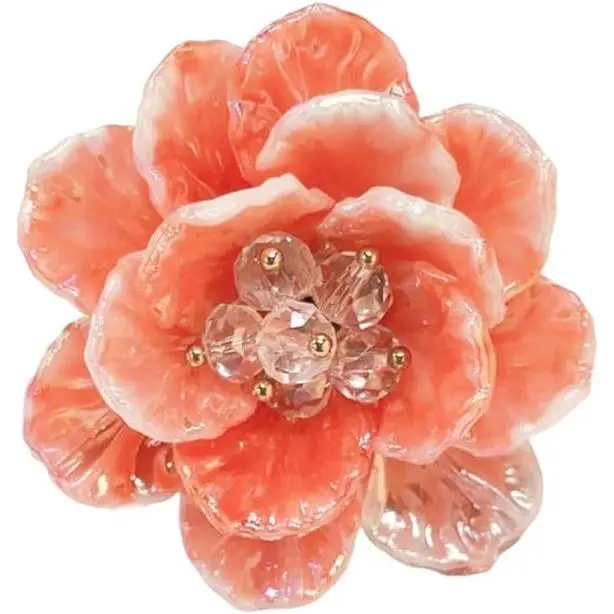 Large Blossom Flower Statement Ring for Women  Plated Colorful  Daisy Cherry Floral Adjustable Open Wrap Finger Rings Elegant Wedding Theme Party