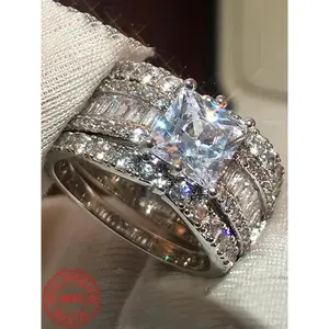 S925 Sterling Silver Fashion Artificial Zircon Decorated Ring, Luxury Jewelry for Women, Trendy All-match & Exquisite Jewelry for Birthday Gift