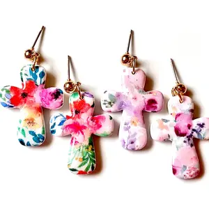 Cross Polymer Clay Earrings