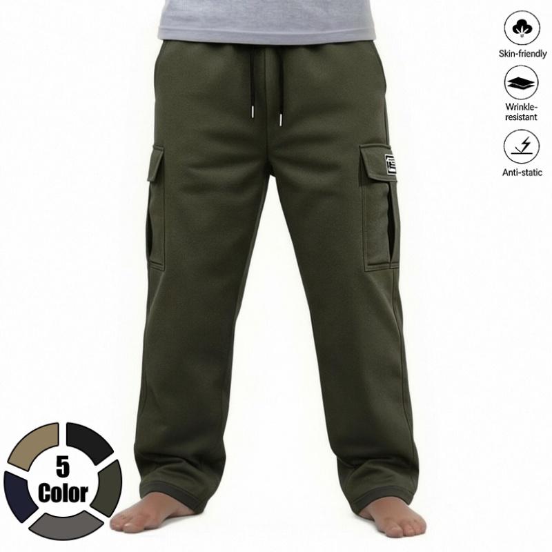 Clean Gent 3-pack men’s loose solid-color cargo pants with pockets and drawstring, casual comfortable long pants suitable for everyday outdoor wear, street style, all-season wear