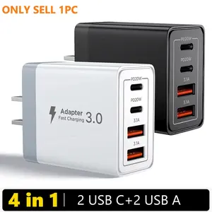 4 Ports Universal Wall Charger, Phone Power Charger PD20W USB C Cell Phone Fast Charging Adapter for iPhone 17/16/15/14/13/12/Pro Max, for iPad Samsung Xiaomi Huawei
