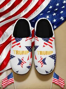 Women's American Flag Print Slippers, Casual Soft Comfortable Home Slippers, Lightweight Breathable Non-slip Slippers for Indoor & Outdoor Wear