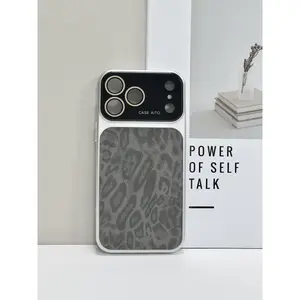 Leopard print leather large window for iphone 16 pro case phone case iphone 17 pro max iphone 14 15 pro max cases phone cases iphone 16