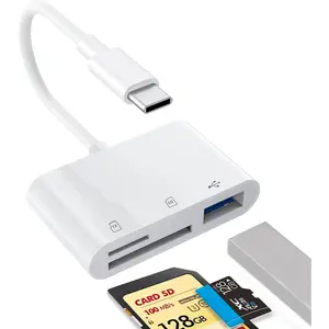1 count USB C to SD Card Reader, SD/TF/USB 3-in-1 Memory Card Reader, Compatible with iPhone15 16 17, for Photo/Video Transfer