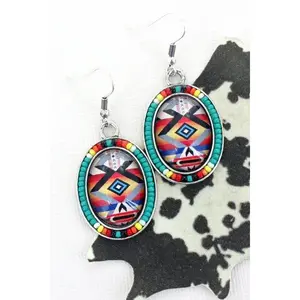 Beaded aztec western earrings