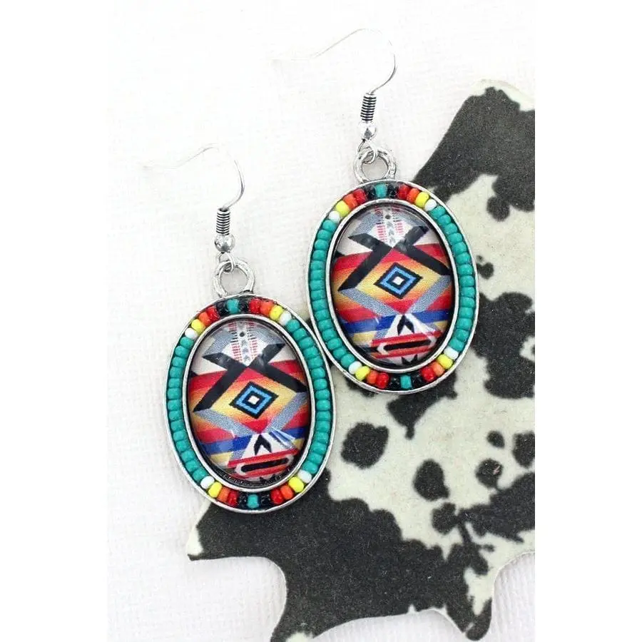 Beaded aztec western earrings